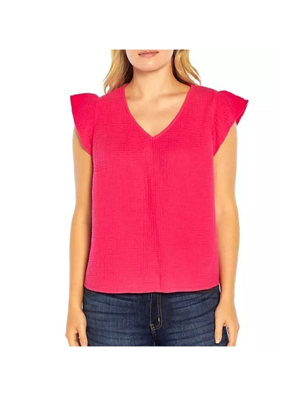 Three Dot Fuchsia Cotton Double Gauze Top Size XL